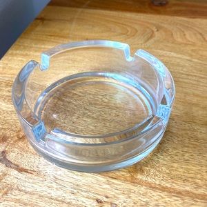 🌿 FRANCE CLEAR GLASS ASHTRAY TRINKET  DISH HEAVY FRENCH 4” ROUND